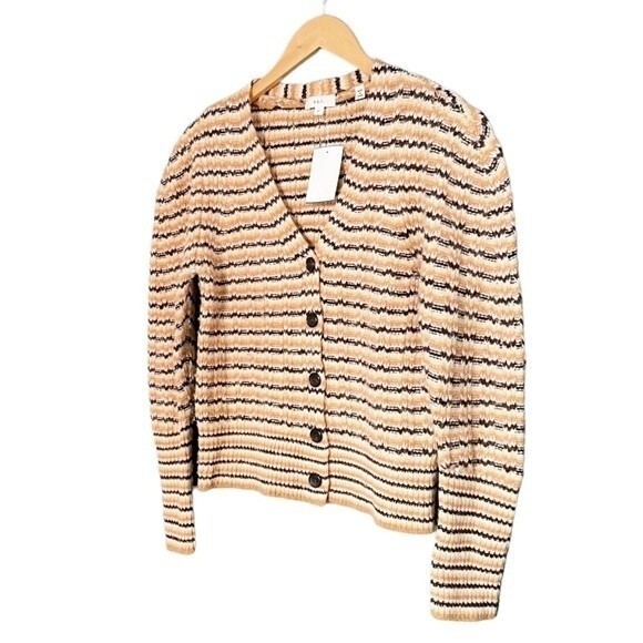 NWT A.L.C. Sweater Rebekah Cardigan Cashew Multi Stripe Button Front Size XS NEW - Picture 4 of 14